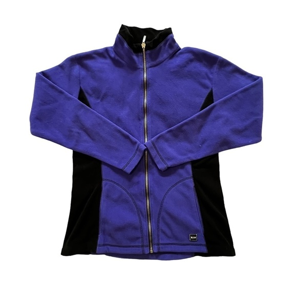 Nils Full Zip Fleece Jacket Purple Black M mock neck ski snowboard base layering - Picture 2 of 11